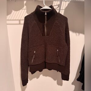 Cozy Half-Zip Funnel Neck Sweater - Brown
